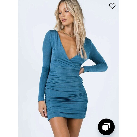 Princess Polly Nico Mini Dress Size 4 Blue - Picture 2 of 11